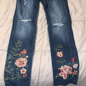New Driftwood Floral denim jeans free people classic Jackie skinny